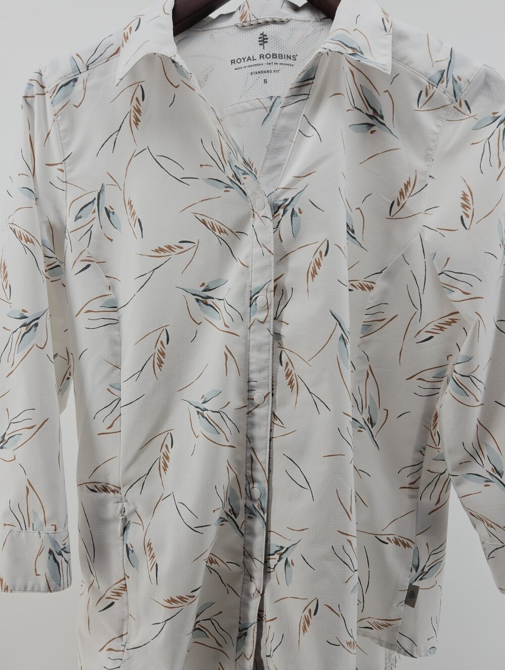Royal Robbins Women's White  Print Long Sleeve Blouse S